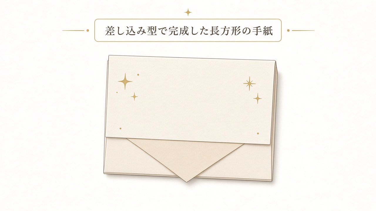 差し込み型で完成した長方形の手紙（図解）