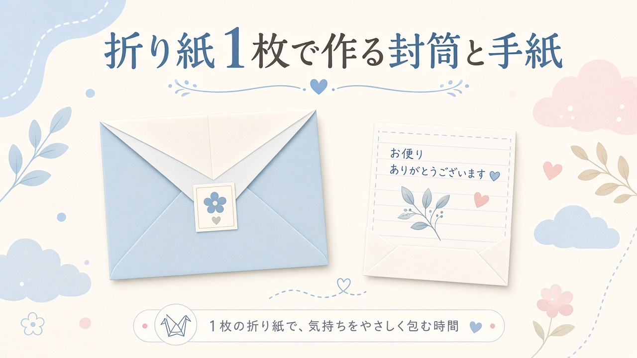 折り紙1枚で折った封筒と手紙