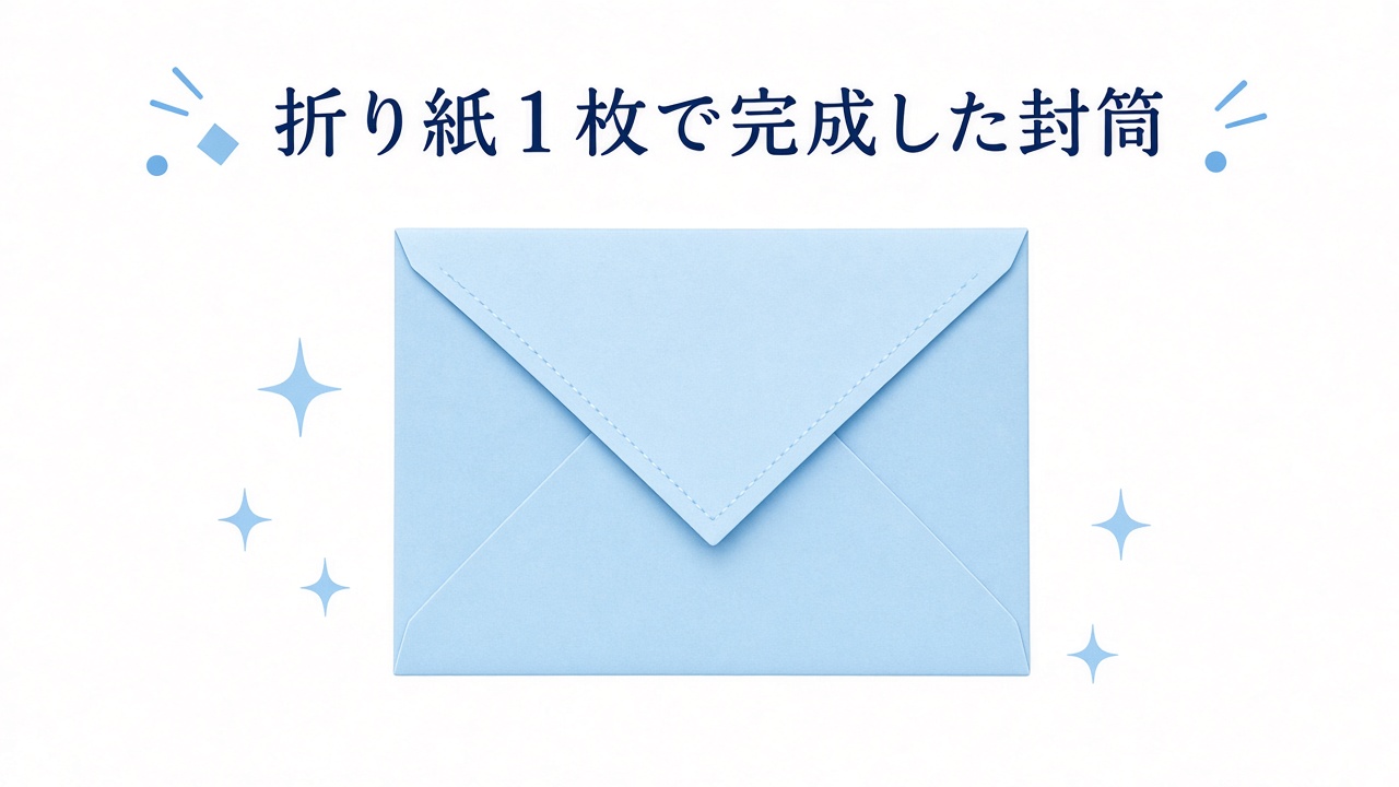 折り紙1枚で完成した封筒(図解)