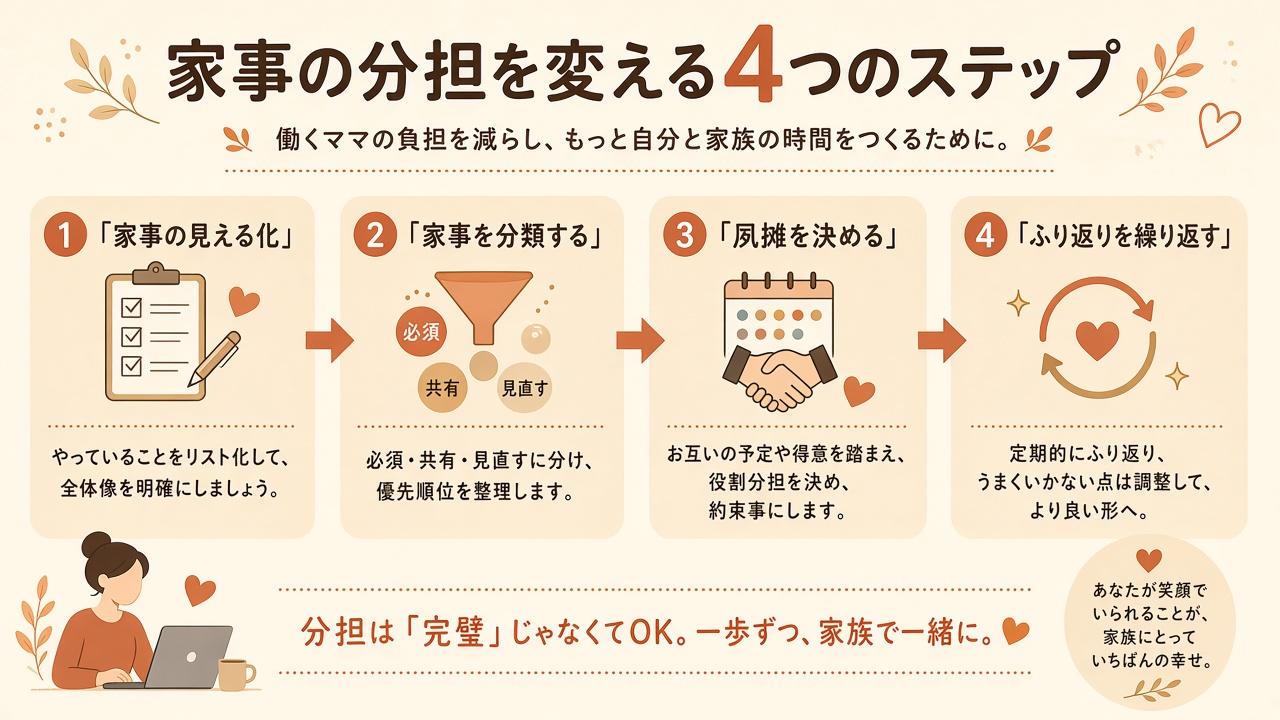 家事の分担を変える4つのステップ